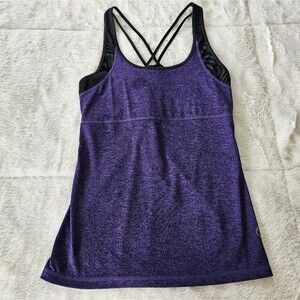Women Activewear Workout Yoga Spaghetti Racerback Tank With Built-in Bra Large